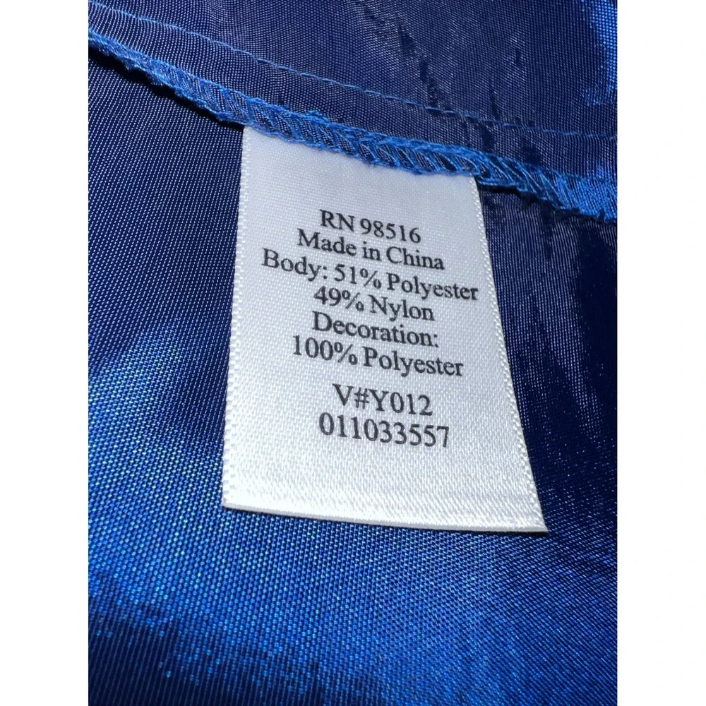 Coldwater Creek Royal Blue Embroidered Eyelet Button Up Blouse Medium 3/4 Sleeve - Picture 10 of 10